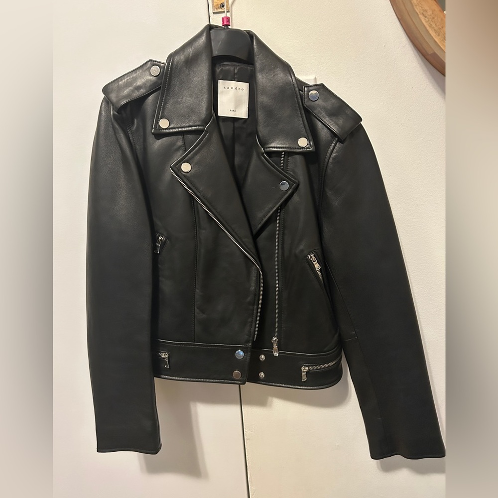 Sandro leather jacket size 3